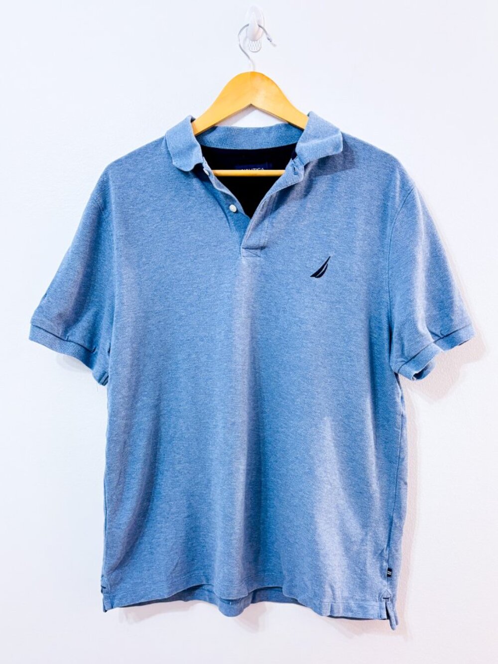 NAUTICA Light Blue Polo Shirt | Classic Casual Cotton | Large
